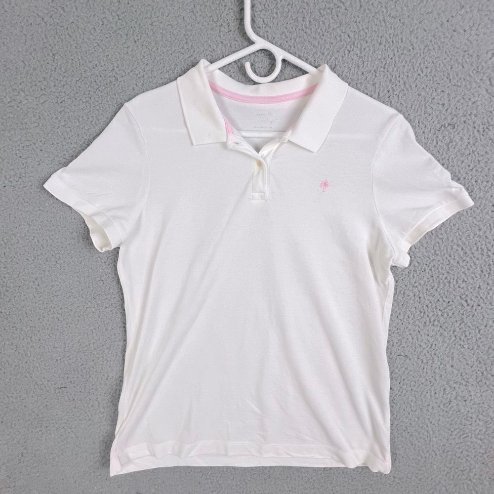 LILLY PULITZER WOMENS POLO GOLF SHIRT WHITE SIZE L